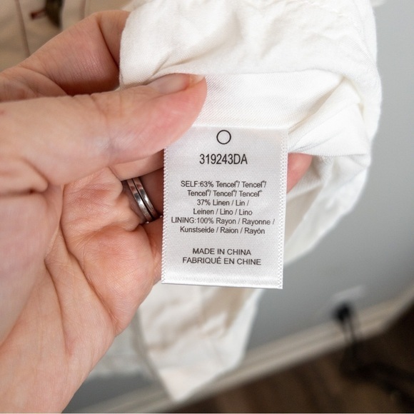 Dolan Rigby Topstitch Detail Button-Front Midi Dress Size Small Cream Linen - Picture 8 of 12